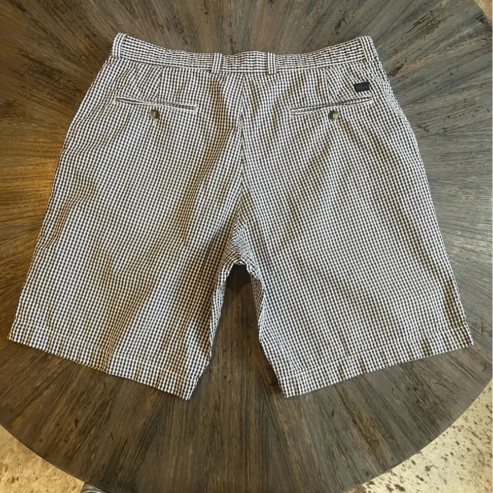 Vintage Lacoste Men’s Seersucker Gingham Checkered Shorts Black White Size 36‎